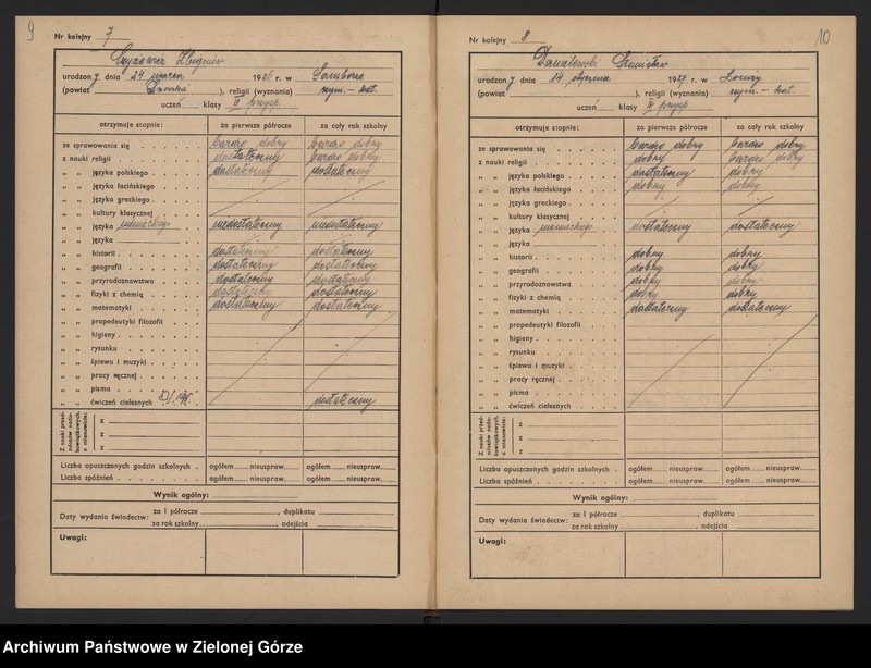 image.from.unit.number "Państwowe Gimnazjum i Liceum Koedukacyjne w Zielonej Górze -katalog główny klasa IV przyśp.- rok szkolny 1945/1946"