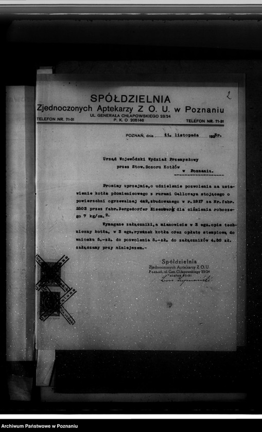Obraz 6 z jednostki "Spółdzielcze Zjednoczenie Aptekarzy w Poznaniu nr woj. kotła 343 Fabryka chemiczna"