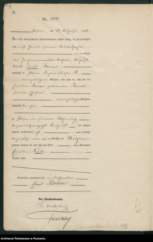 Obraz 10 z jednostki "Księga miejscowa urodzeń tom IV [Rejestr główny urodzeń]"