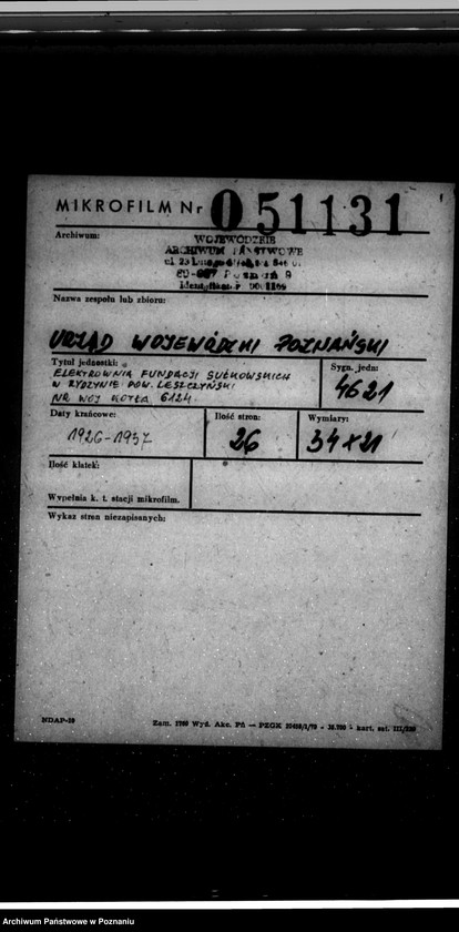 Obraz 2 z jednostki "Elektrownia Fundacji Sułkowskich w Rydzynie, pow. leszczyński nr woj. kotła 6124"