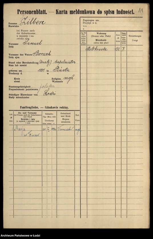 image.from.unit.number "[Spis ludności Łodzi] Zilberblatt - Zilberszpic"