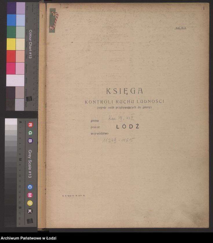 Obraz 4 z jednostki "Księga kontroli ruchu ludności (rejestr osób przybywających do gminy) Łódź, komisariat VIII, ks. V, nr 11249-11615"