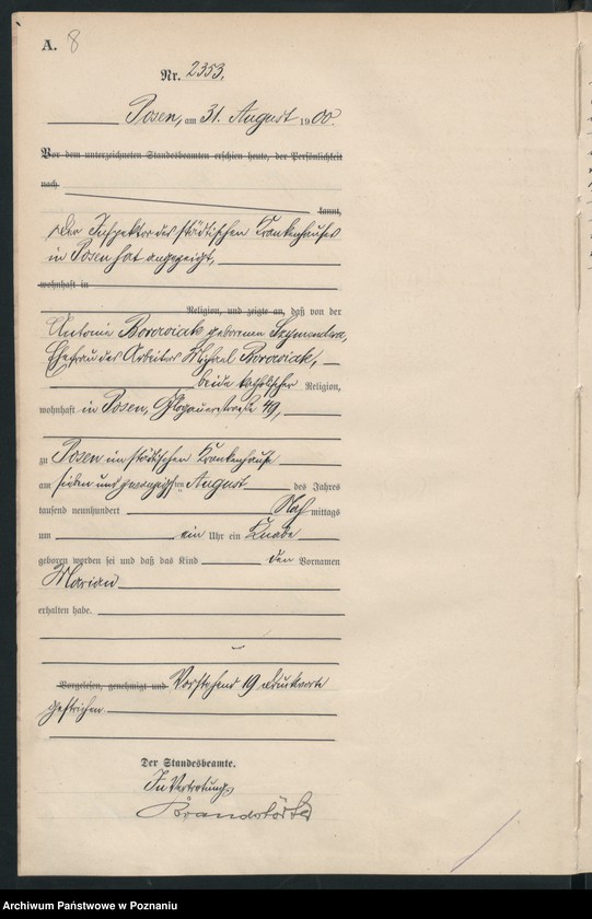 Obraz 11 z jednostki "Księga miejscowa urodzeń"