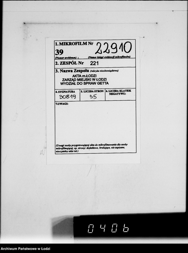 Obraz 2 z jednostki "Firma Otto Sabbert Litzmannstadt IV Warenverwertung an den Juden-Ältesten. Kinderhüte, Mützen"