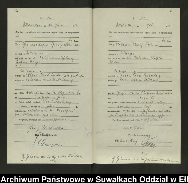 Obraz 20 z jednostki "Sterbe=Haupt=Register des Königlichen Preussischen Standes-Amtes Nikolaiken Kreis Sensburg"