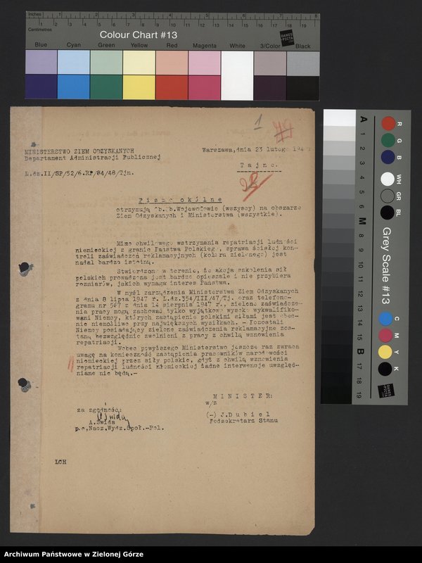 Obraz 3 z jednostki "Sprawy ludności niemieckiej - wysiedlanie Niemców - pisma , okólniki ."