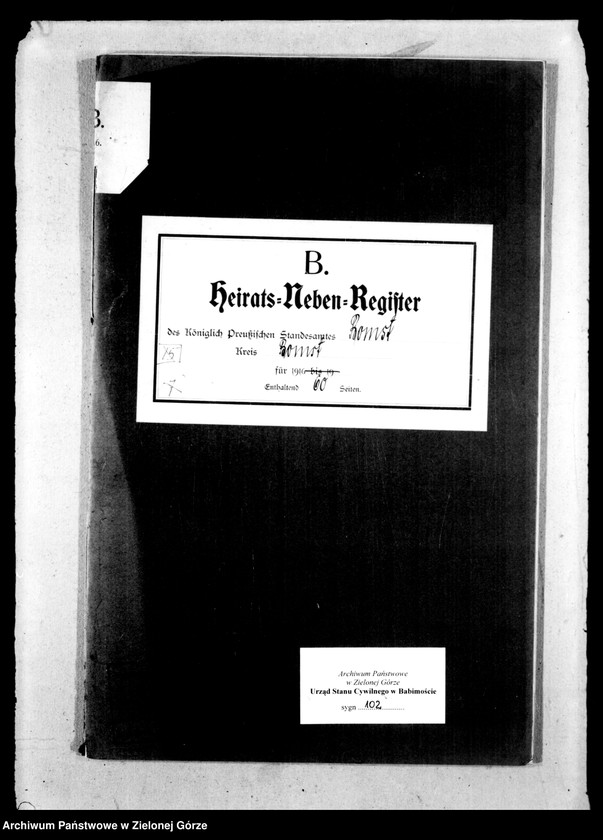 Obraz z jednostki "Heirats-Neben-Register"