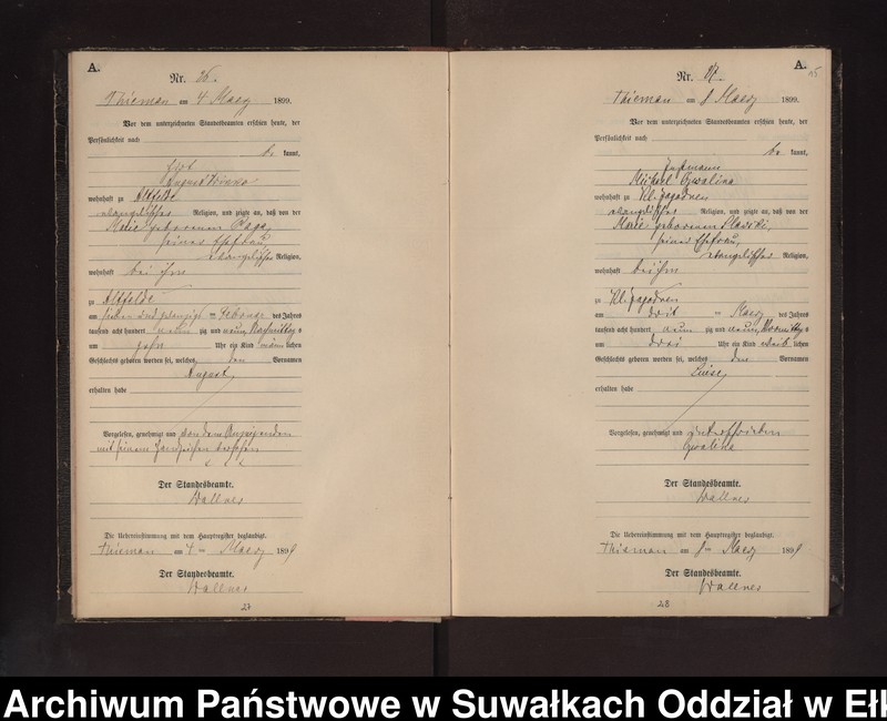 image.from.unit.number "Geburts-Neben-Register des Preussischen Standes-Amtes Rydzewen Kreis Loetzen"