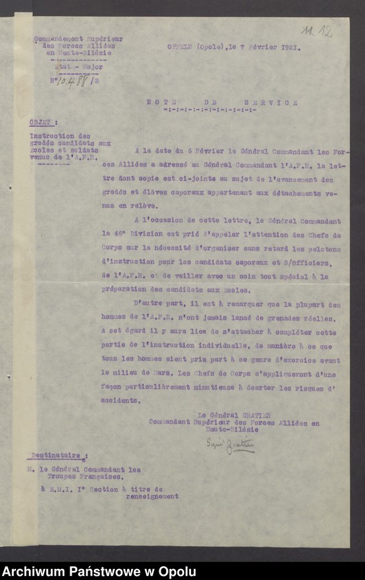 image.from.unit.number "Sorties /Korespondencja własna wychodząca, pisma, zarządzenia, potwierdzenia telefoniczne/ 1.02.-13.04.1921"