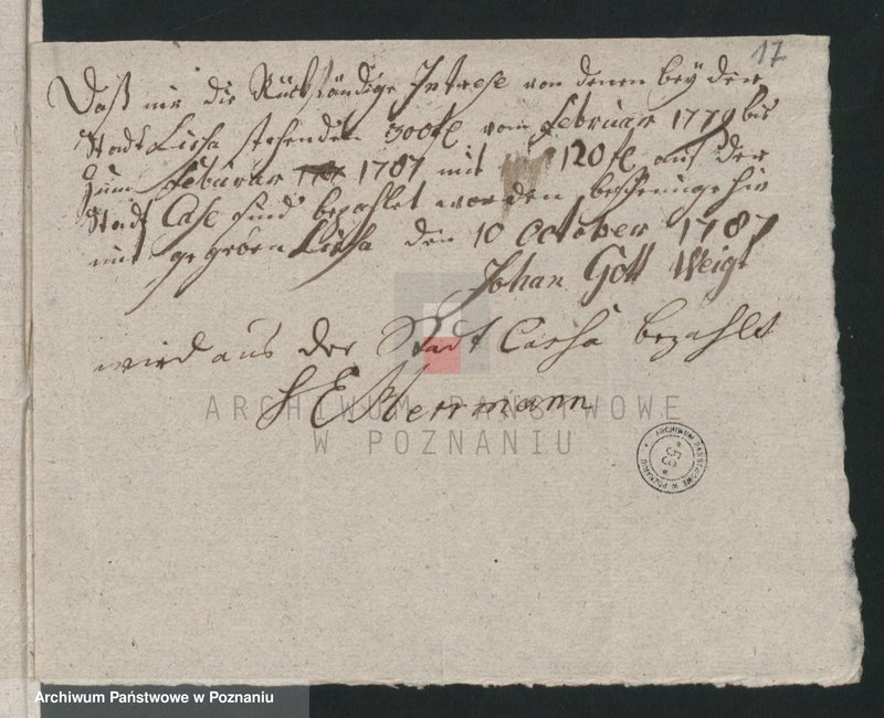 image.from.unit.number "Brechnung der Activorum et Passivorum der Stadt Lissa; język niemiecki"