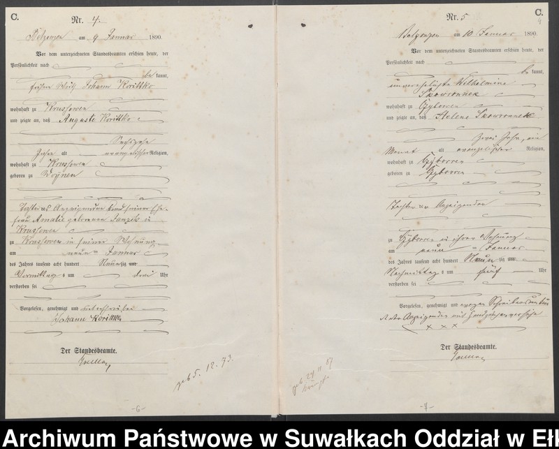 image.from.unit.number "Sterbe-Haupt-Register des Königlichen Preussischen Standes-Amtes Belzonzen Kreis Johannisburg"