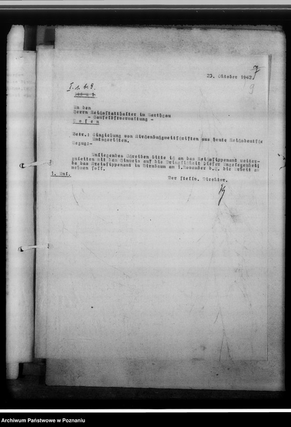 Obraz 14 z jednostki "[Korespondencja w sprawach organizacyjnych, sprawozdanie z działalności], Kreissippenamt Birnbaum [Międzychód]"