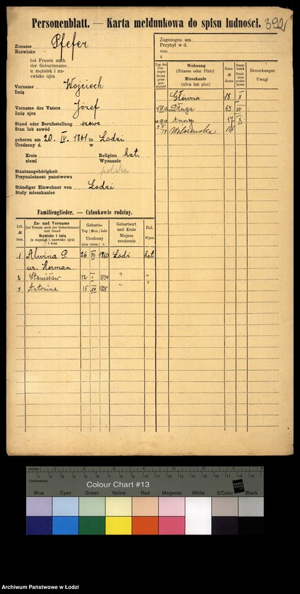 Obraz 3 z jednostki "[Spis ludności Łodzi] Fanelska - Fefer"