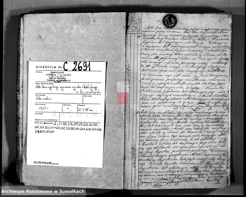 image.from.unit.number "Akta urodzonych na rok 1825 urzędnika stanu cywilnego gminy suwalskiey, powiatu dąbrowskiego, województwa augustowskiego"