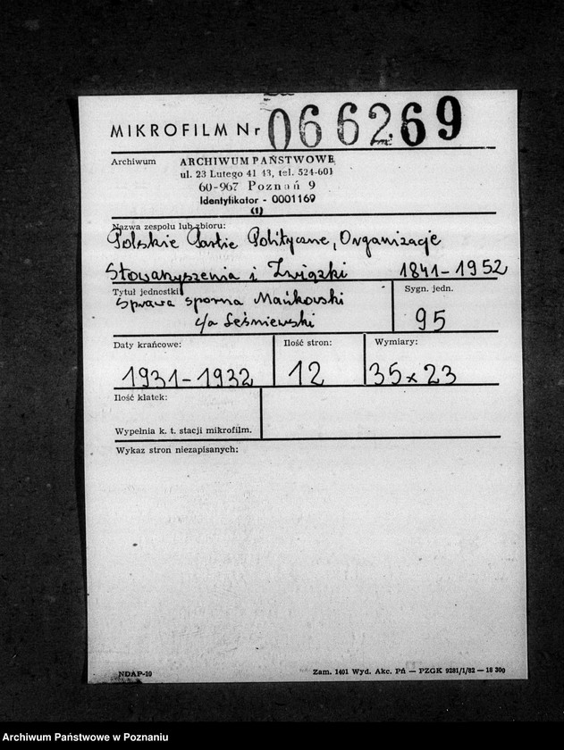 Obraz 2 z jednostki "Sprawa sporna Mańkowski c/a Leśniewski"