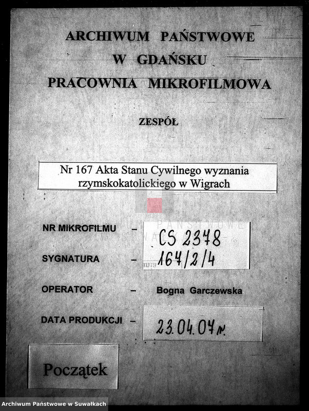 image.from.unit.number "Dowody do Akt Małżeństw Gminy Wigierskiey od dnia 1 Maja 1812 Roku do dnia ostatniego kwietnia 1813 Roku."