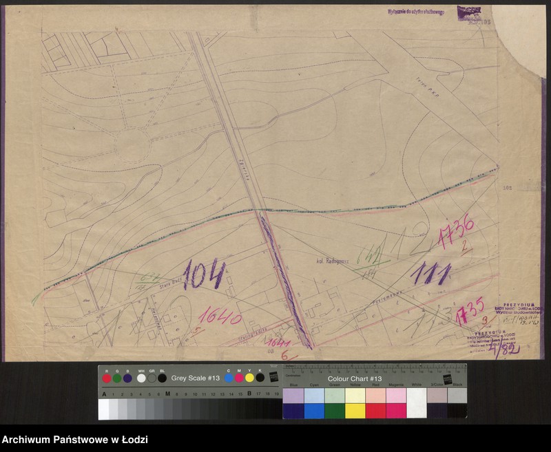 Obraz 1 z jednostki "Plan m. Łodzi 1:2000 z oznaczeniem podziału miasta na obwody i rejony spisowe. Sekcja NW103"