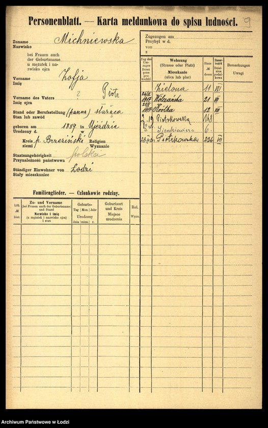 Obraz 11 z jednostki "[Spis ludności Łodzi] Michlicka - Mielczan"