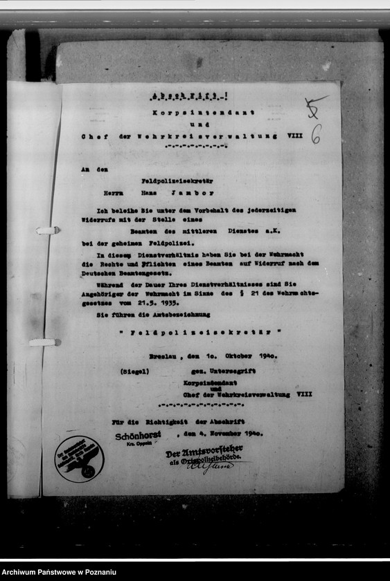 Obraz 10 z jednostki "Jambor, Hans, Bewerbung - um eine Amtskommissarstelle"