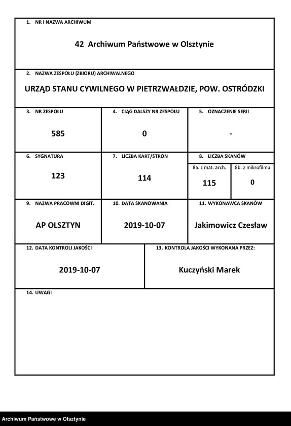 Obraz 1 z jednostki "Heirats-Neben-Register Nr 1 - 19, 1-6, 1-14, 1-16"