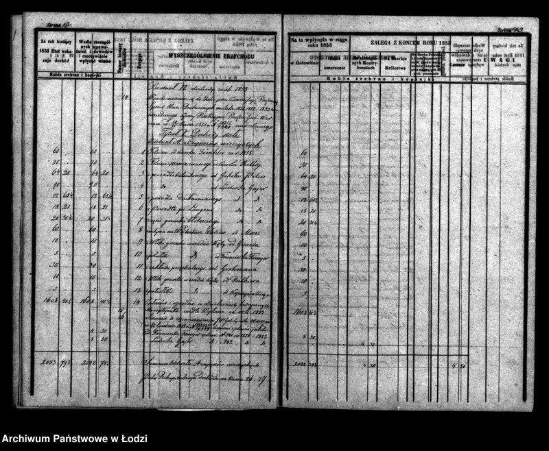 Obraz 12 z jednostki "Rachunek kasy ekonomicznej m. Łodzi za rok 1853"
