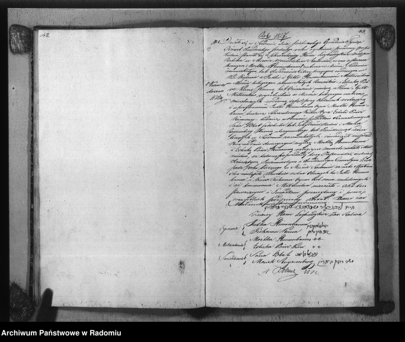 image.from.unit.number "Akta Stanu Cywilnego Wyznania Mojżeszowego Parafii Radom Urodzin, Małżeństwa i Zejścia Roku 1827"