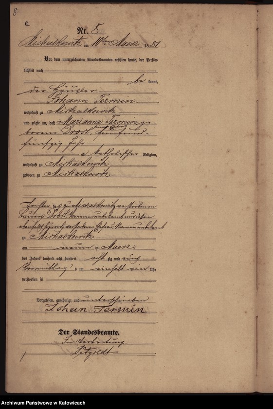 Obraz 11 z jednostki "[Księga zgonów za rok 1881, nr 1-52]"