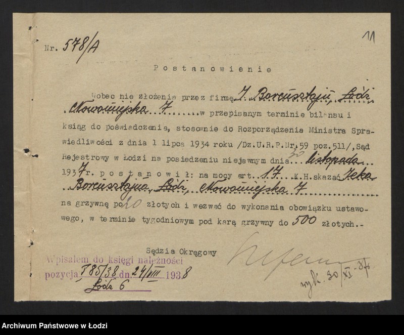 Obraz 13 z jednostki "Icek Borensztajn- handel skór"