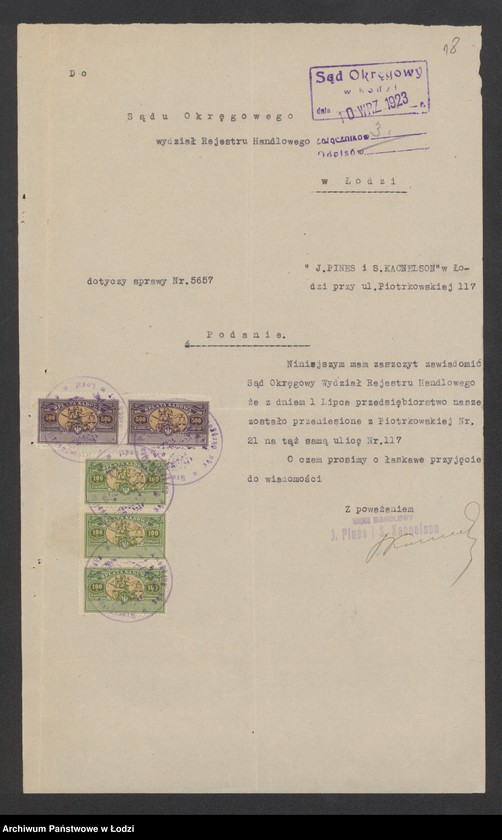 Obraz 20 z jednostki "Fdom Handlowy- I.Pines i S.Kacnelson- handel manufakturą"
