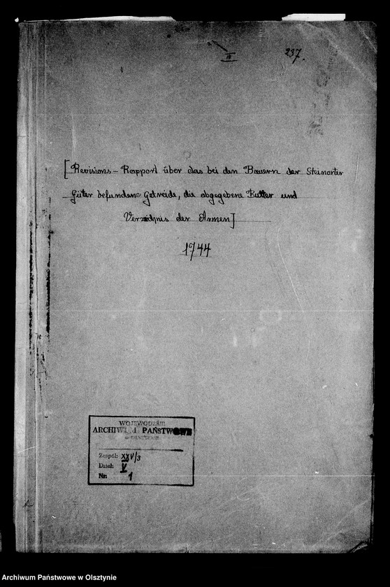 image.from.unit.number "/Revisions- Rapport über das beim den Steinorter Bauern befundene Getriede, Erbsen, Bohnen, die abgegebne Butter u. das Armen- Verzeichniss/"