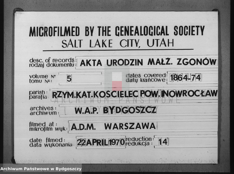 Obraz z zespołu "Akta metrykalne parafii rzymskokatolickiej w Kruszwicy, pow. Inowrocław"