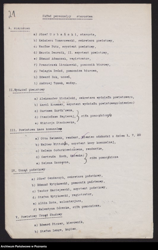 Obraz 20 z jednostki "[Dane statystyczne dotyczące urzędów i szkół na terenie powiatu międzychodzkiego oraz wykazy miejscowości]"