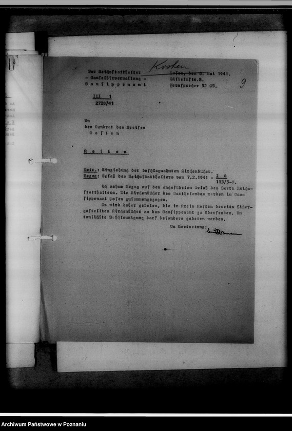 image.from.unit.number "Einziehungsprotokolle [ksiąg kościelnych] Kreis Kosten [powiat kościański]"