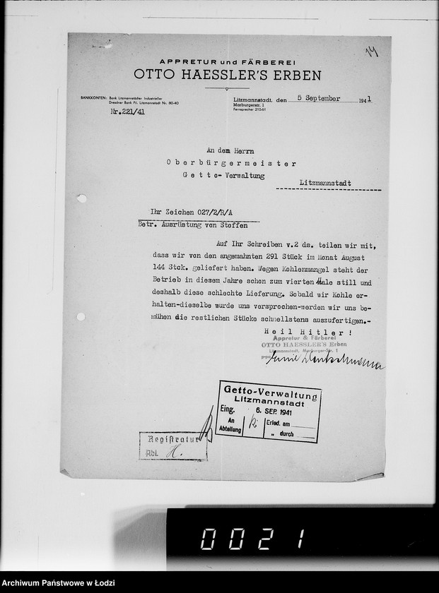 Obraz 19 z jednostki "[Korespondencja z urzędami, firmami i instytucjami] Lit.Ha-Hem."