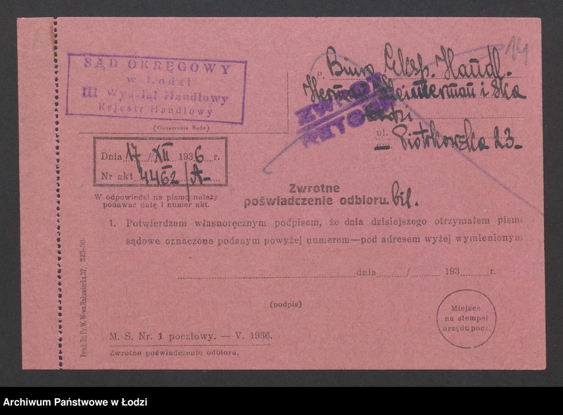 Obraz 16 z jednostki "Herman Kleinerman- biuro ekspedycyjno-handlowe"