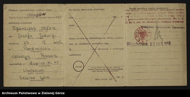 Obraz 11 z jednostki "Zaświadczenia Zarządu Okręgu ZBoWiD dotyczące osadnictwa wojskowego (układ alfabetyczny: A do G)"