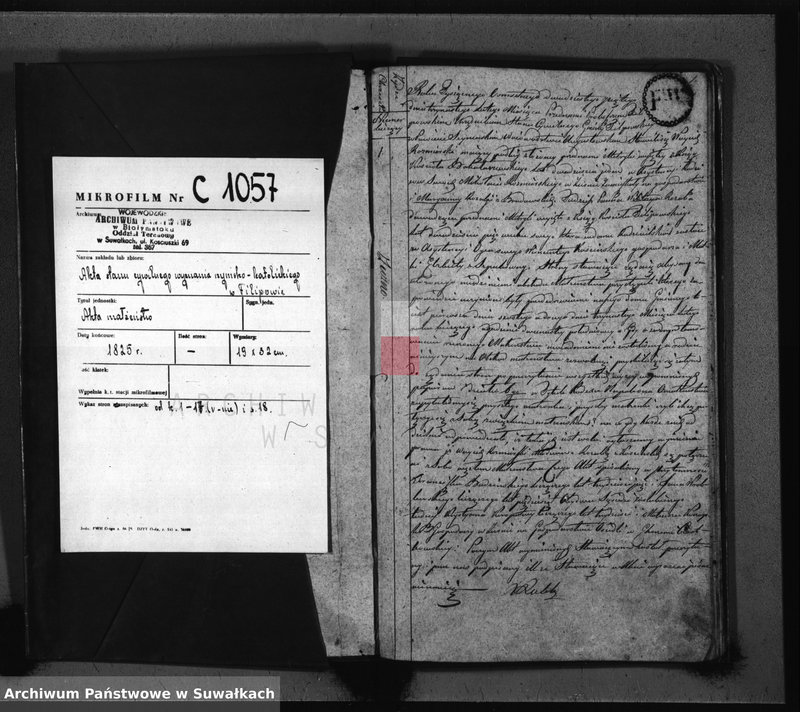 image.from.unit.number "Akta Zaślubionych Gminy Filipowskiey od dnia 1-go Stycznia aż do ostatniego grudnia 1825 Roku"
