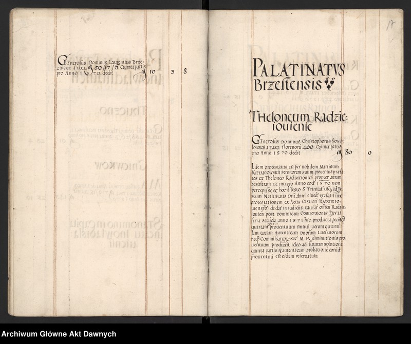 image.from.unit.number "Sumariusz pieniędzy i rejestr retenty piątej części z dochodów dóbr stołowych z terenów całej Rzeczpospolitej."