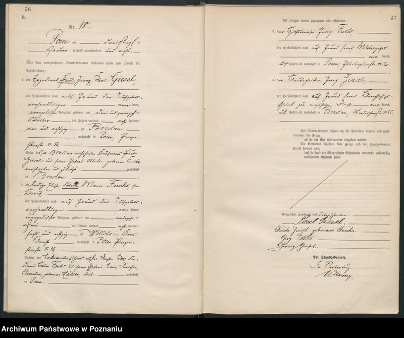 Obraz 20 z jednostki "Księga miejscowa małżeństw tom I [Rejestr główny małżeństw]"