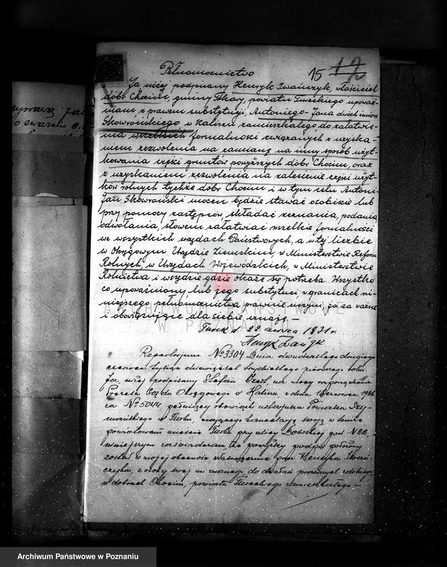 Obraz 20 z jednostki "Sprawa zmiany rodzaju użytkowania gruntów leśnych w majątku Chocim powiat turecki"