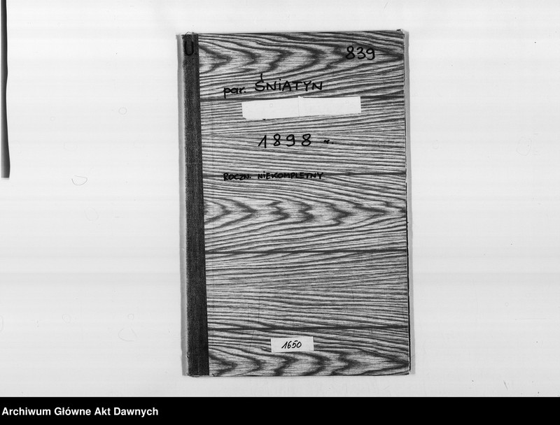 image.from.unit.number "Parafia: Śniatyn. Dekanat: Horodenka. Akta metrykalne urodzeń dla całej parafii."