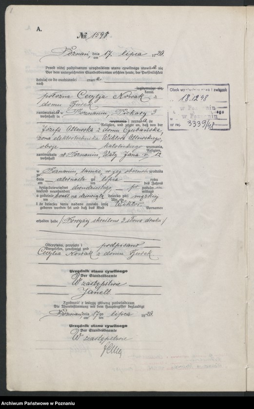 Obraz 10 z jednostki "Księga urodzeń odpis tom V [Rejestr poboczny urodzeń]"