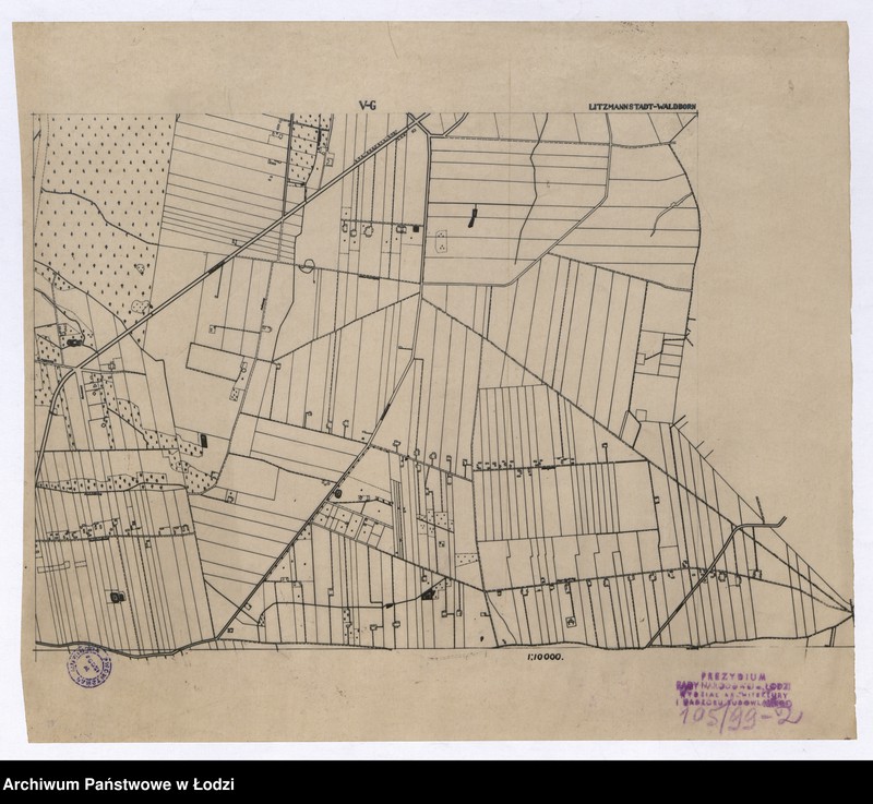 Obraz 2 z jednostki "Matryce zmniejszenia i fotograficznego planu miasta Łodzi i okolic 1:5000 na 1:10000. Sekcja V G"