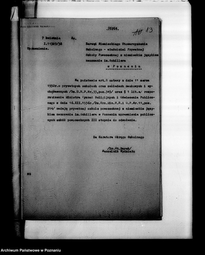 Obraz 17 z jednostki "Prywatna Szkoła Powszechna z niemieckim językiem nauczania imienia Schillera- Poznań"