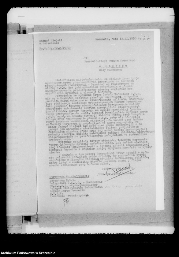 Obraz 19 z jednostki "Korespondencja dotycząca portu szczecińskiego i wydawania przepustek"