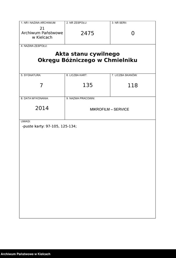Obraz 1 z jednostki "[Akta urodzeń, małżeństw i zgonów]"
