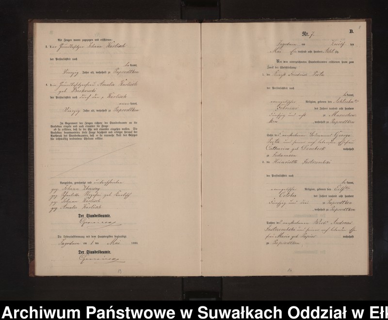 image.from.unit.number "Heiraths-Neben-Register des Preussischen Standes-Amtes Rydzewen Kreis Loetzen"