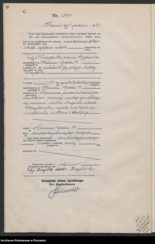 Obraz 20 z jednostki "Księga miejscowa zgonów tom V [Rejestr główny zgonów]"