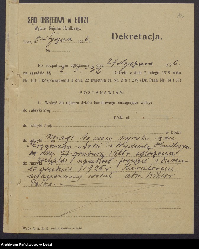 Obraz 14 z jednostki "Mojżesz Grodzieński, Łazarz Grodzieński- "Bracia Grodzieńscy"- fabrykacja i sprzedaż towarów manufakturowych"