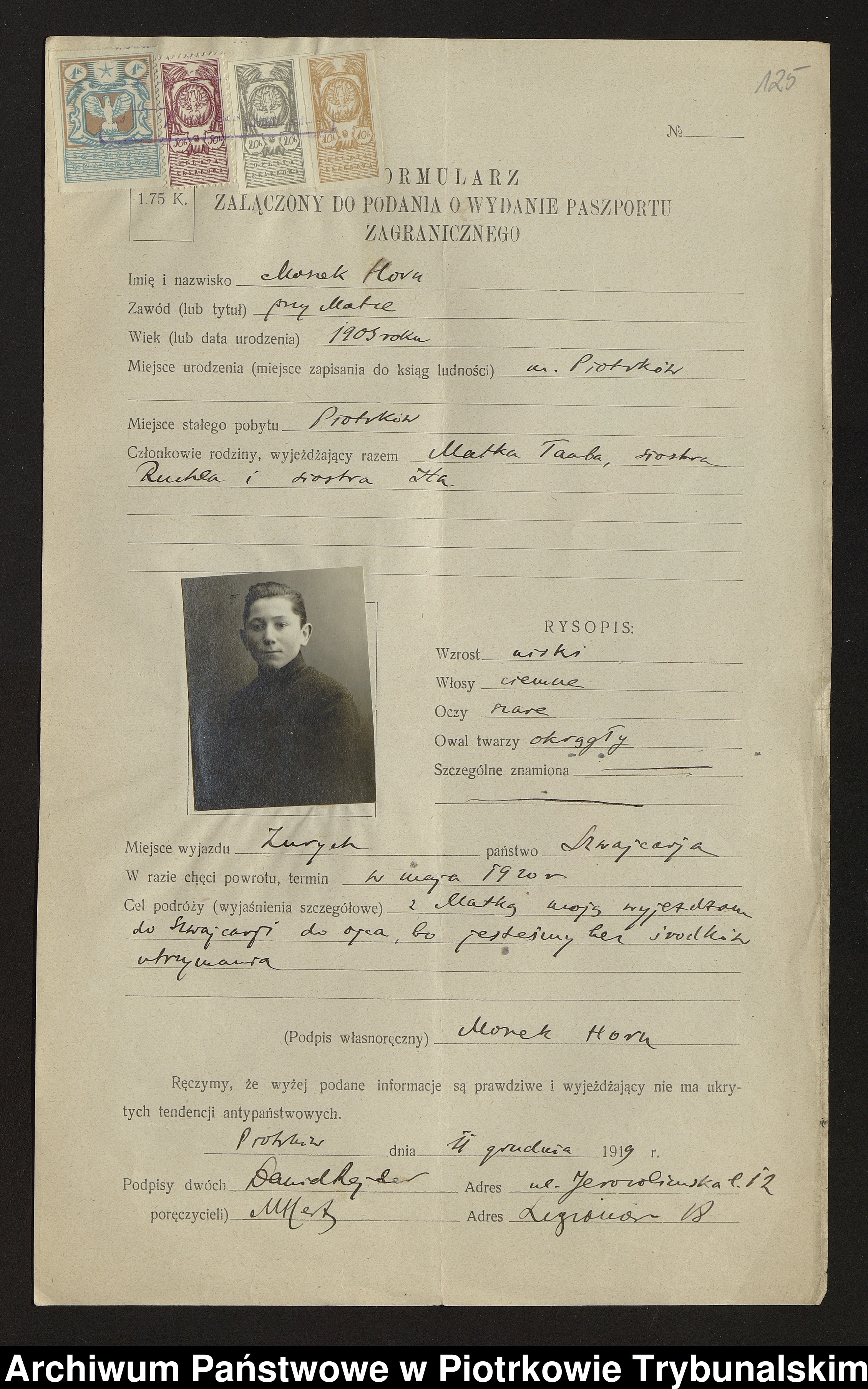 Skan z jednostki: [Wnioski o wydanie paszportu litery A-H]